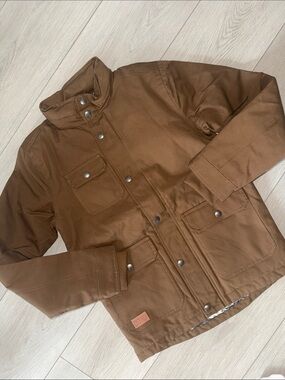 DC Tan Brown Military-Style Field Jacket with Snap Front